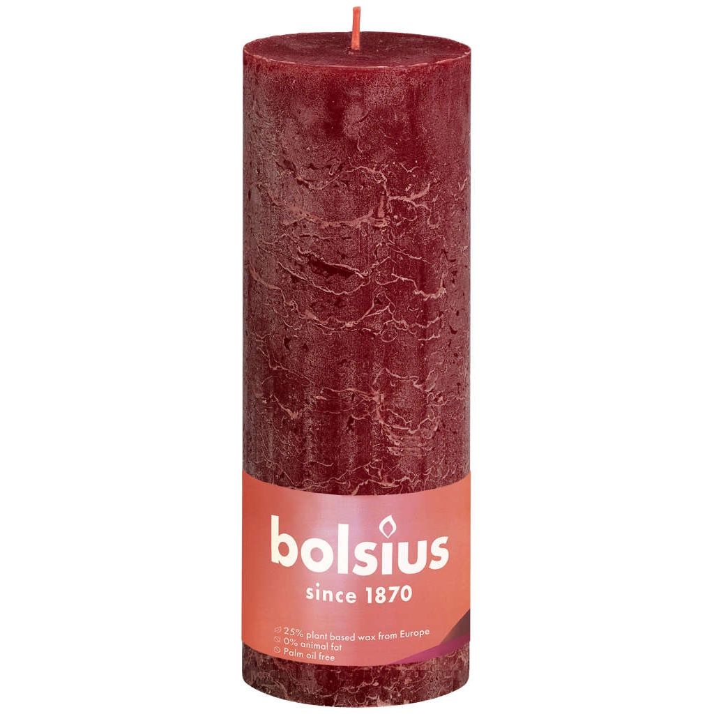Bolsius kaars rustiek 19x7 cm velvet rood