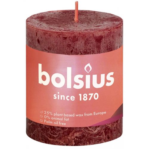 Bolsius kaars rustiek 8x7 cm velvet red