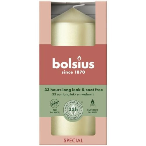 Bolsius stompkaars 6x12 cm metallic silver