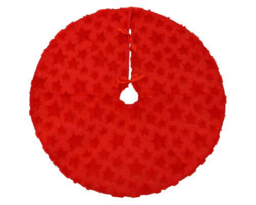 Kerstboomrok polyester 90 cm rood met sterren - afbeelding 1
