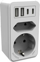 Calex verdeelstekker 2 EU / 2 USB-C / 2 USB-A
