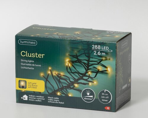 Clusterverlichting led 288 lampjes soft gold - afbeelding 2