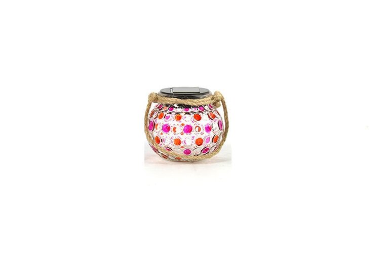 Countryfield Lamp solar solee glas 10,5 cm roze / oranje