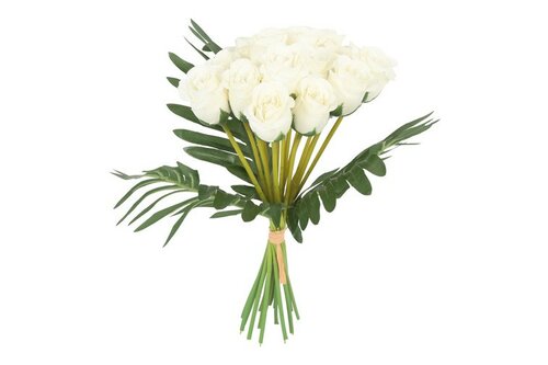 Countryfield zijden boeket Rose 35 cm wit