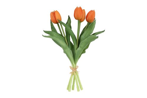 Countryfield zijden boeket tulpen S 30 cm oranje