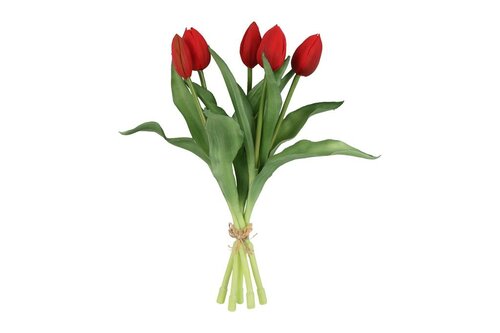 Countryfield zijden boeket tulpen S 30 cm rood