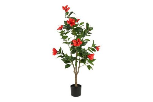 Countryfield zijden Hibiscus S plant 120 cm oranje