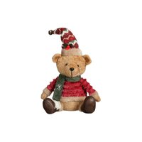 Pluche deco beer 23 cm rood
