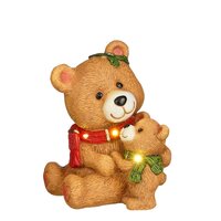 Luca deco beer met led 32 cm bruin