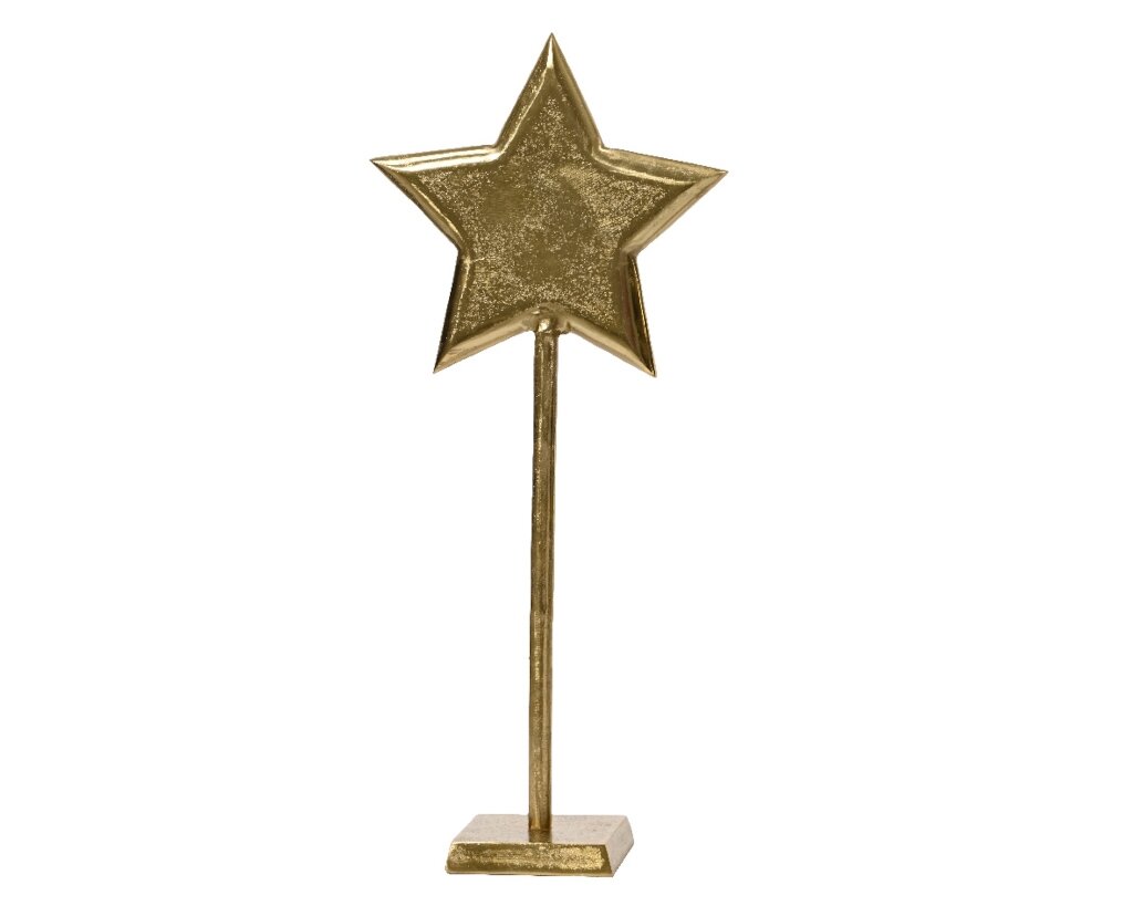 Decoratie ster op standaard 55 cm goud
