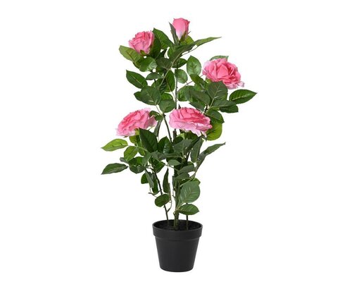 Decoris kunstplant roos D 30 cm donker roze