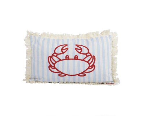 Decoris Kussen krab 50 x 30 cm blauw/wit