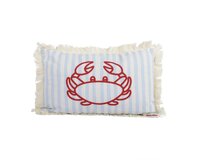 Decoris Kussen krab 50 x 30 cm blauw/wit