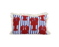 Decoris Kussen kreeft 50 x 30 cm blauw/wit