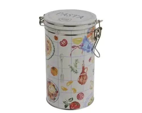Decoris Opbergblik blik 17 cm blik wit met opdruk