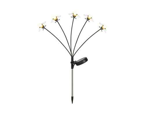 Decoris Solar tuinsteker bee 60 cm geel/warm-wit - afbeelding 1