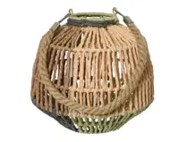 Decoris Windlicht papiertouw 23 cm groen/bruin