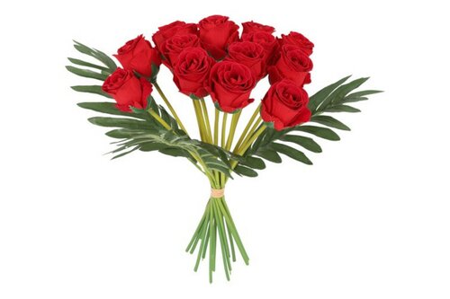 Decostar kunstboeket Rose 15 stuks 35 cm rood