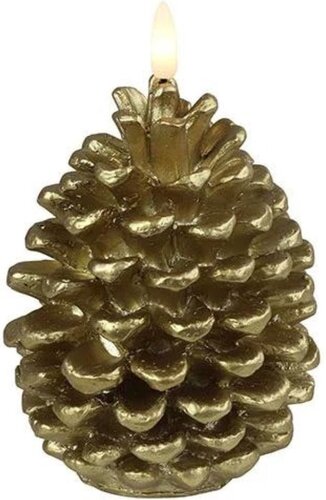 Dennenappel led kaars 15,5 cm bruin/goud
