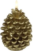 Dennenappel led kaars 15,5 cm bruin/goud