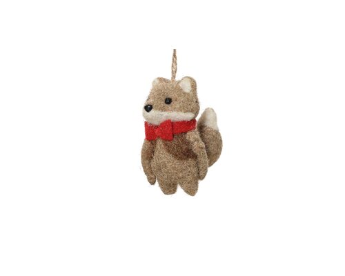Kersthanger beer wol 13 cm naturel