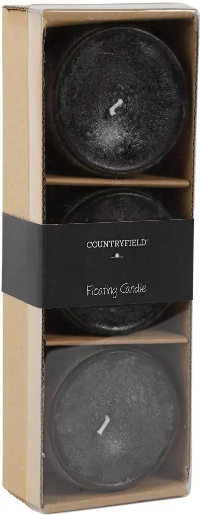 Drijfkaars bollie 8 cm zwart