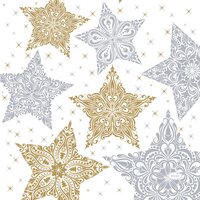 Duni servetten snowstars white 33x33 cm