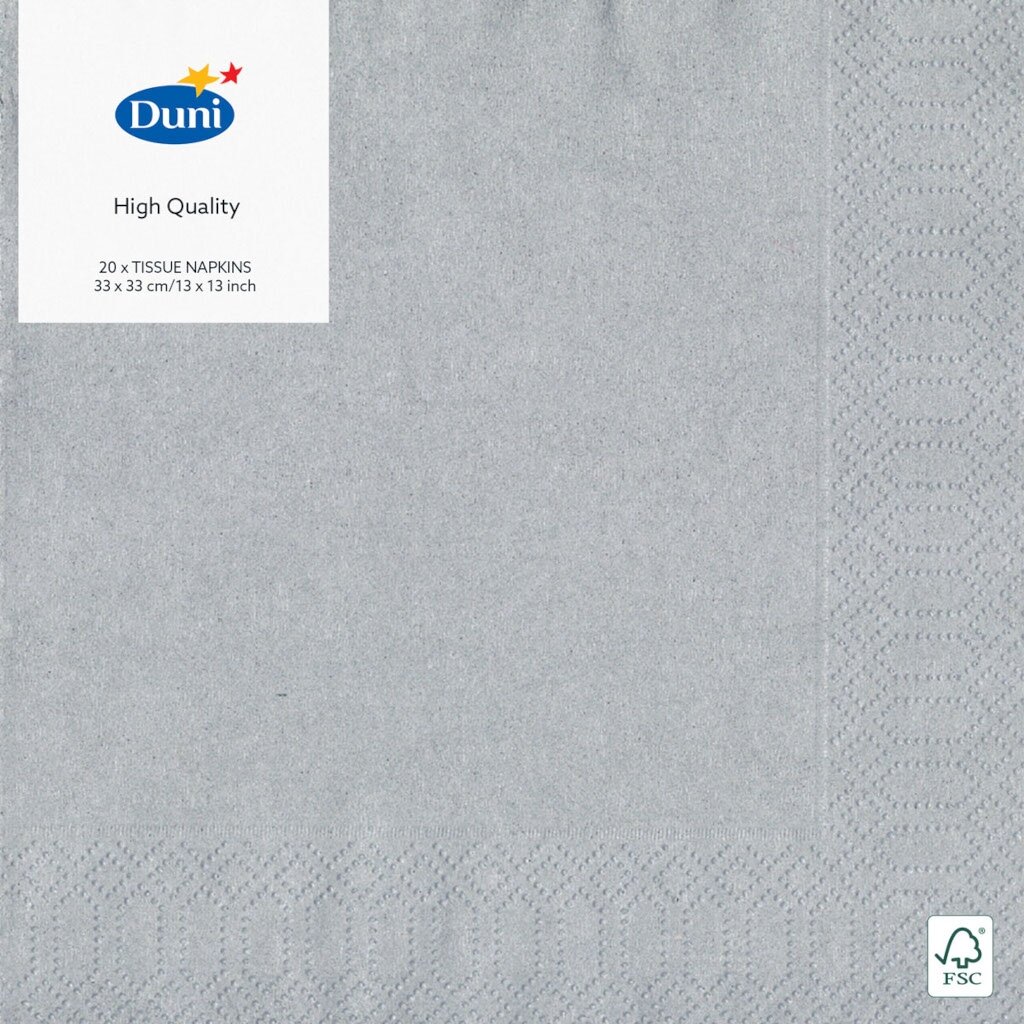 Duni servetten zilver 33x33 cm