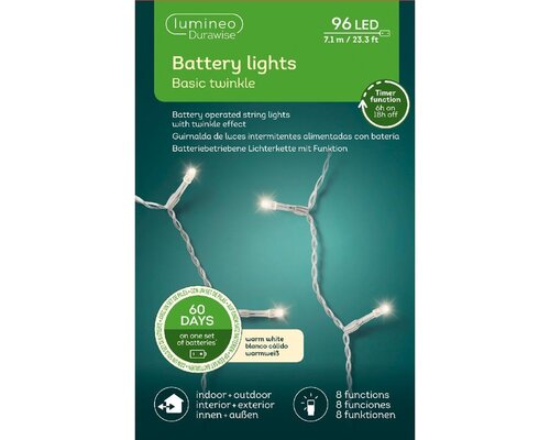 Durawise led twinkle warm wit 96 lampjes transparant - afbeelding 2
