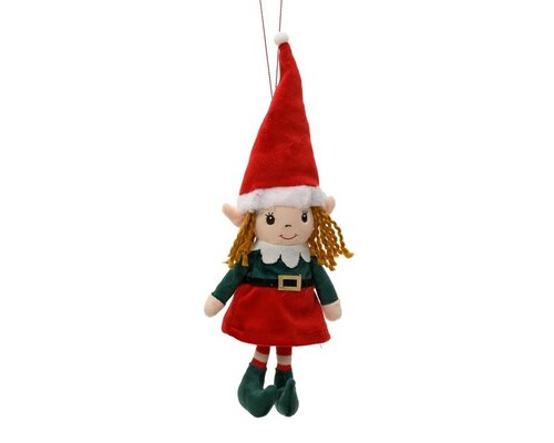 Elf hanger meisje 24 cm groen/rood
