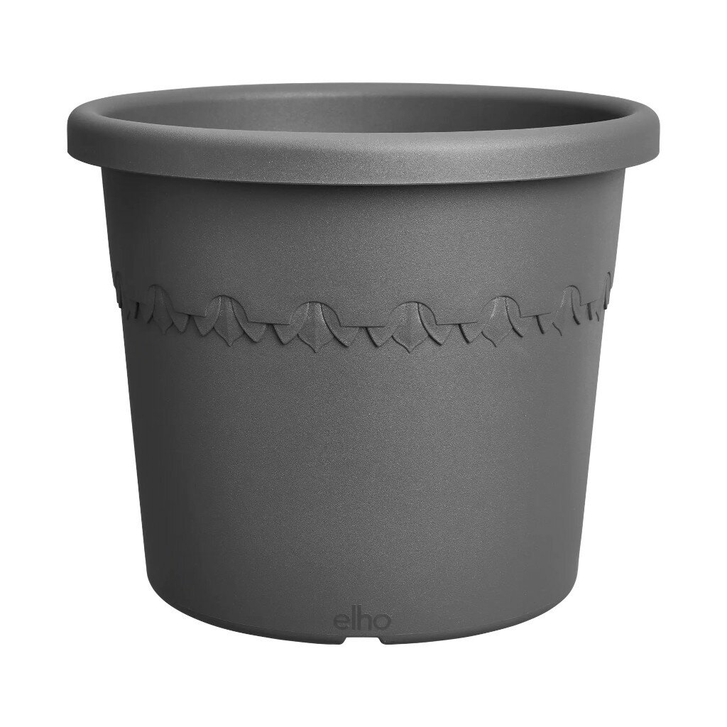 Elho Algarve Cilindro Wielen 48cm - Grote Bloempot voor Buiten - 100% Gerecycled Plastic - Zwart/Antraciet