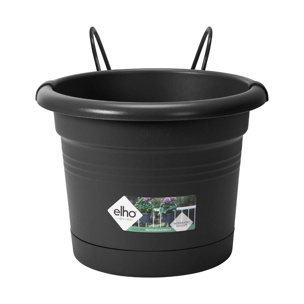 Elho Balkonbakset Green Basic All-In-1 Rond - Plantenbak - 20x26x19 cm Zwart