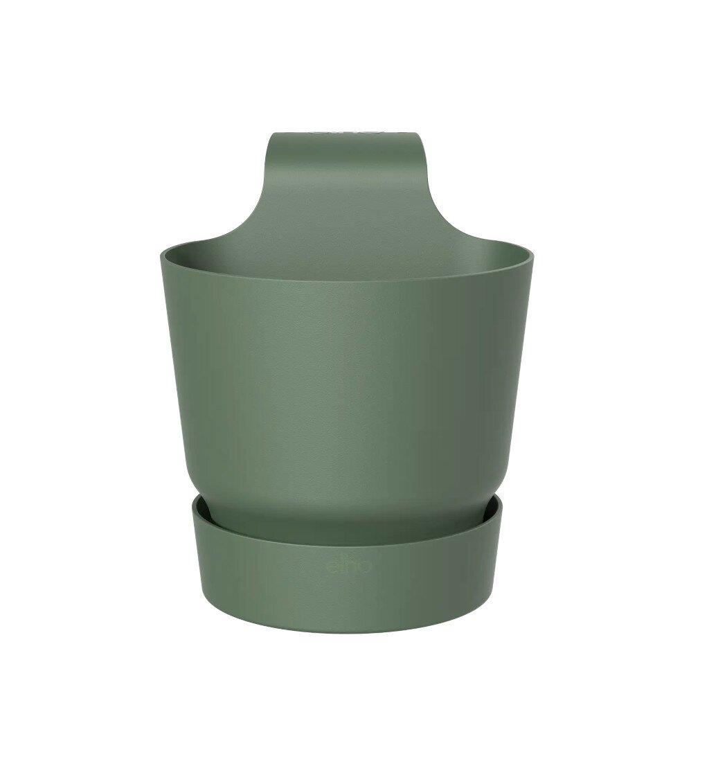 Elho Greenville Easy Hanger 19.5 - Bloempot voor Balkon - Ø 19.5 x H 23.7 cm - Groen/Blad Groen