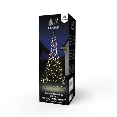 Fairybell vlaggenmast 3 meter 360 lampjes warm wit - afbeelding 1