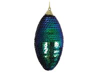 Kerstbal ovaal foam nachtblauw met pailletten 8 cm