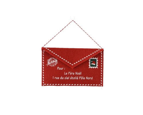 Kersthanger envelop polyester 20 cm rood