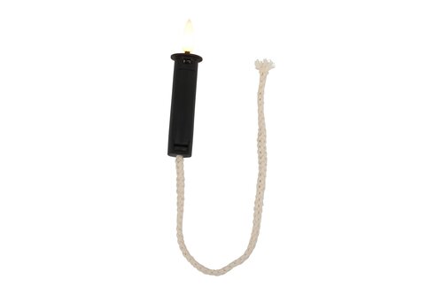 Led fles kaars vlam Lyon D 2,2 cm H 10 cm zwart - afbeelding 1