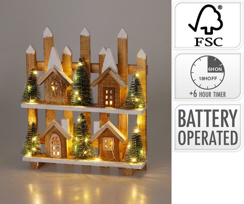 Decoratief huisjes met led 37 cm