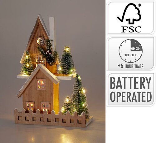 Decoratief huisjes met led 33 cm