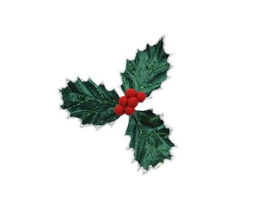 Hulst op clip fluweel 17 cm groen