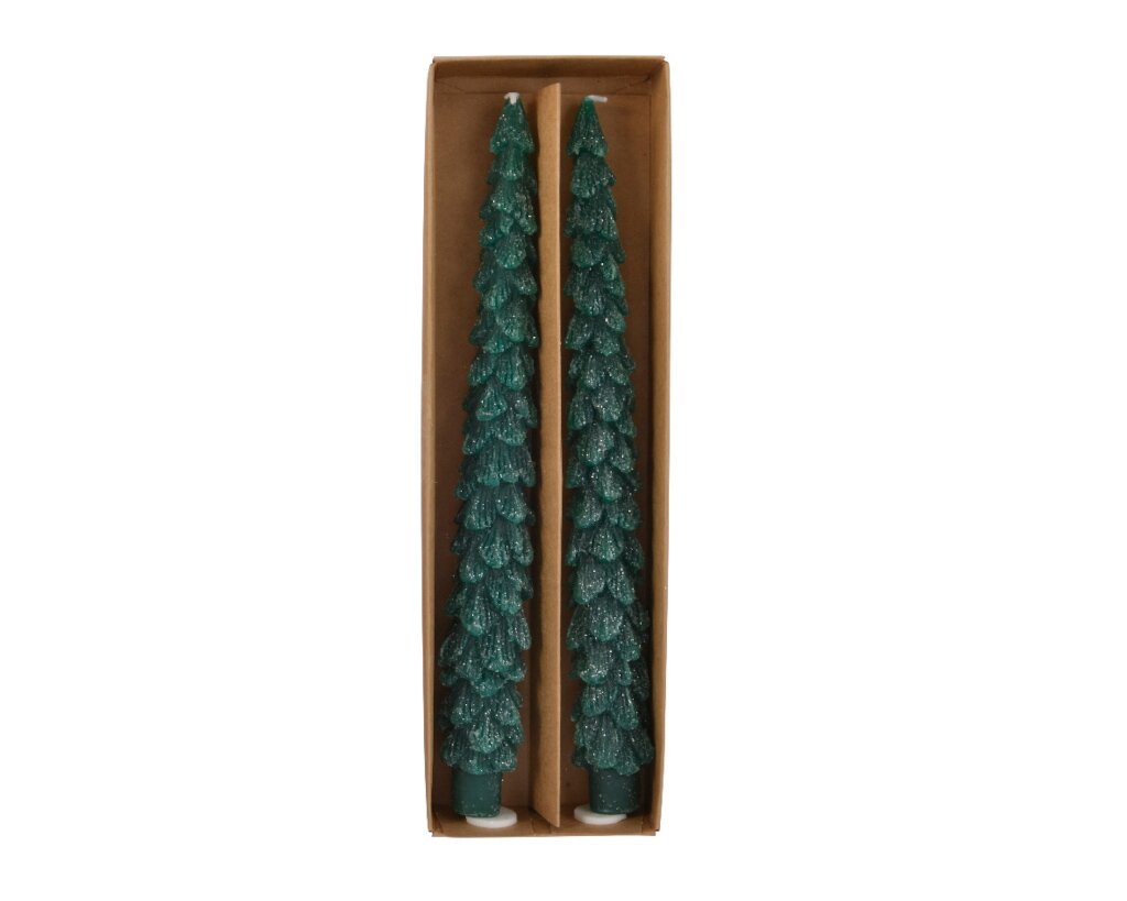 Kaars wax l26.40b5.7h4cm grn a2 2stDecoris