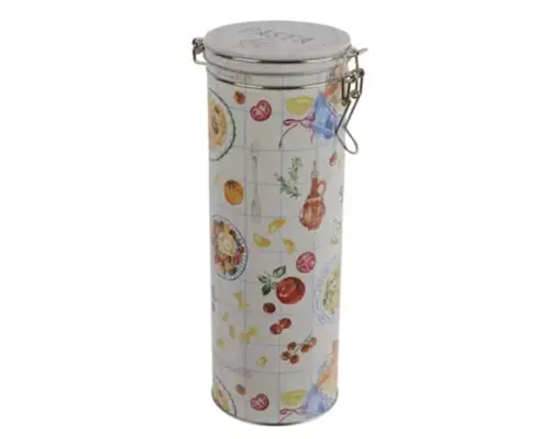 Kaemingk Opbergblik blik 27 cm blik wit met opdruk