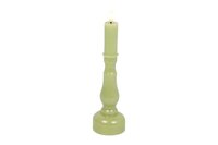 Countryfield kandelaar en ledkaars D 7,5 x H 24 cm groen