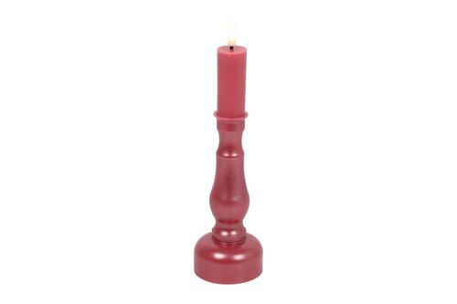 Countryfield kandelaar en ledkaars D 7,5 x H 24 cm roze