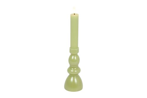 Countryfield kandelaar en ledkaars D 7,5 x H 28 cm groen