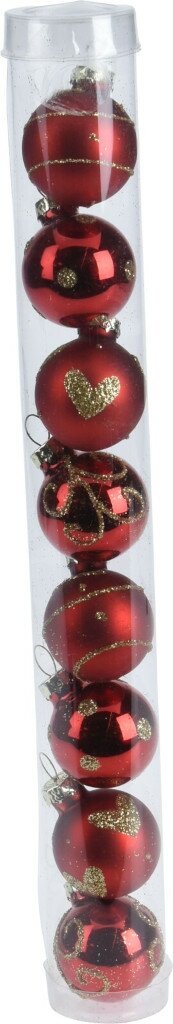 8 glazen kerstballen deco rood 3 cm