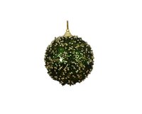Kerstbal foam 8 cm groen met gouden details