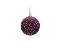 Kerstbal foam ruiten met stip 8 cm paars