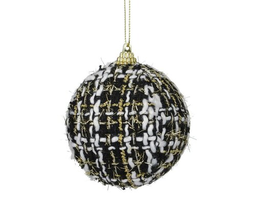 Kerstbal foam 8 cm zwart / wit