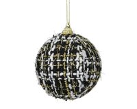 Kerstbal foam 8 cm zwart / wit